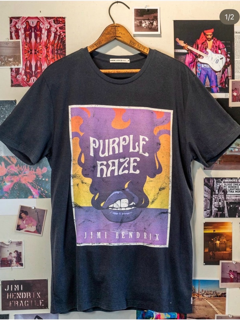 Marine Layer Black Graphic 'Purple Haze' Jimi Hendrix Tee
